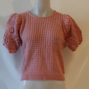 Elegant Pink Puff Sleeve Sweater